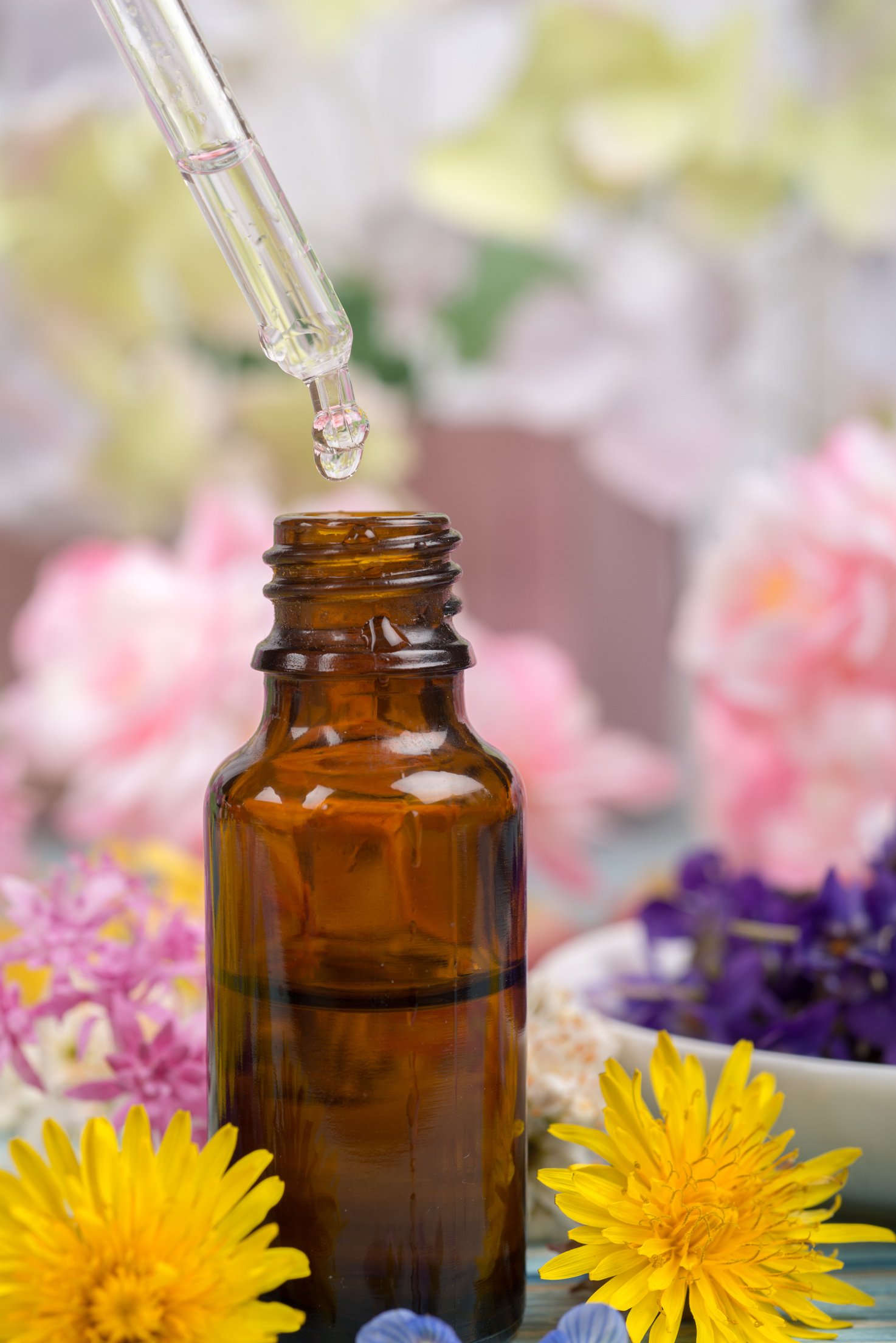 Alternative medicine equipment - Bach Flower Remedy, Homeopathy, essential oils of violet